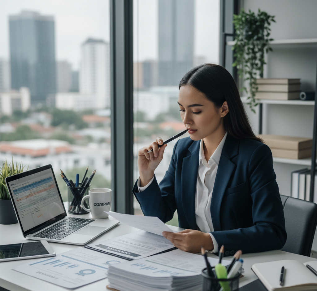 Person reviewing documents carefully to avoid business registration mistakes