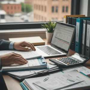 CPA reviewing tax documents and explaining tax prep fees Buffalo NY