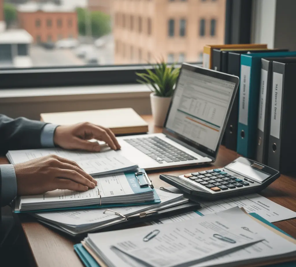 CPA reviewing tax documents and explaining tax prep fees Buffalo NY