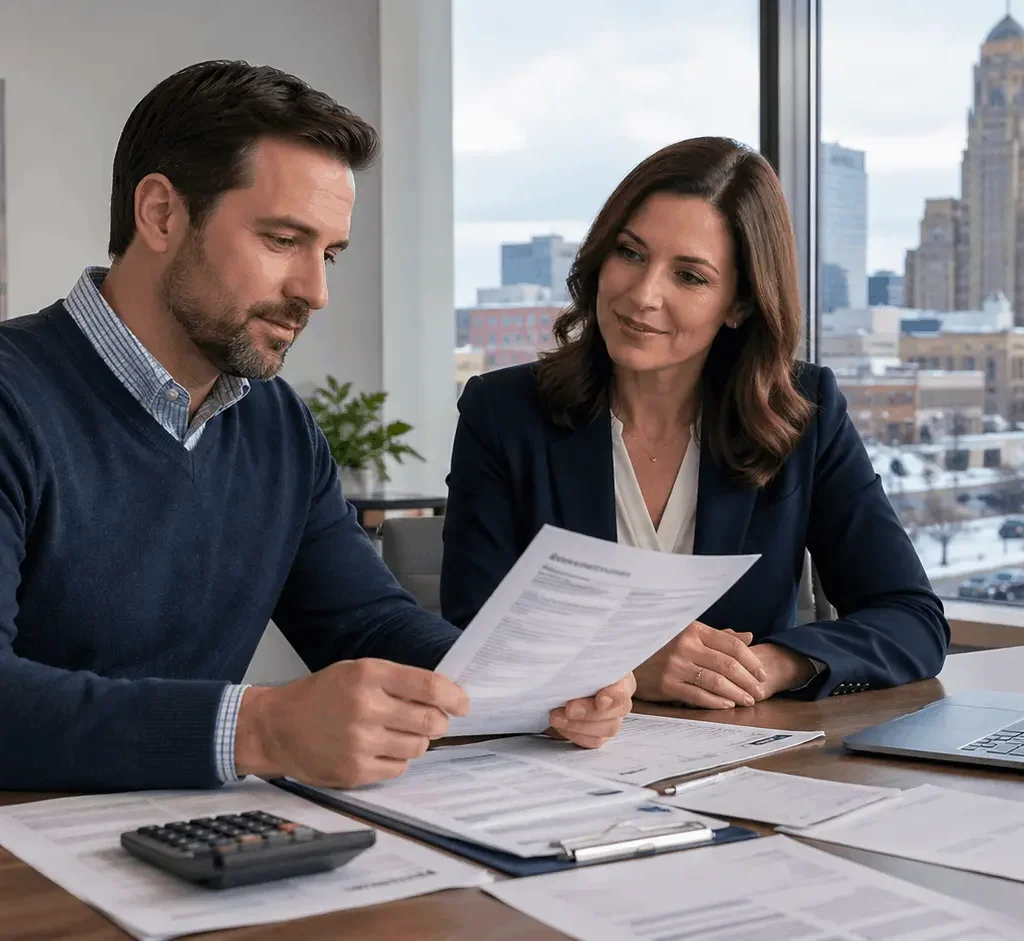 Taxpayer reviewing IRS notice with a tax advisor in Buffalo NY for IRS notice help and tax filing support.