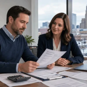 Taxpayer reviewing IRS notice with a tax advisor in Buffalo NY for IRS notice help and tax filing support.